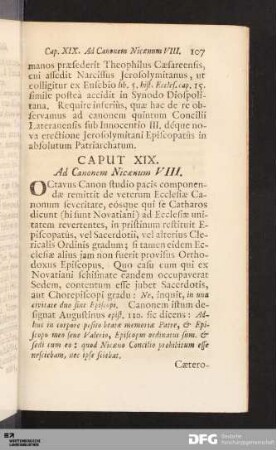 Caput XIX. Ad Canonem Nicaenum VIII.