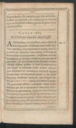 Caput VII. De Exitu seu Interitu Antichristi.