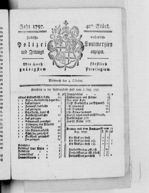 40tes Stück, Ausgabe vom 4. Oktober 1797