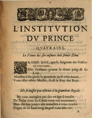 L' institution du prince chrestien ...