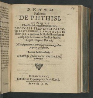 D.V. & T.A. Positiones De Phthisi