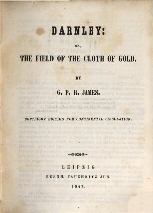 Darnley: or, The field of the cloth of gold