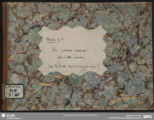 Huc pastores properate - Mus.2410-D-66a : A, strings, bc; HWV 28/28