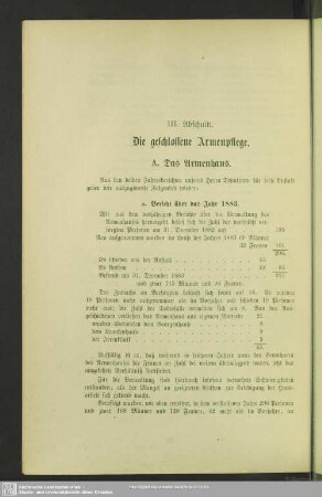 III. Abschnitt. Die geschlossene Armenpflege