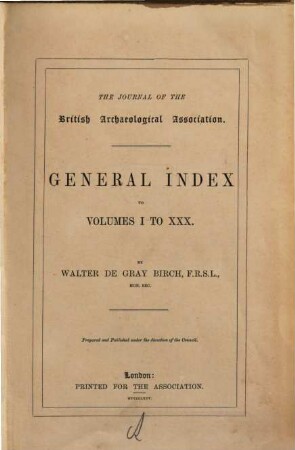 The journal of the British Archaeological Association. 30,[a]. 1875