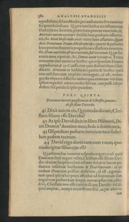 Pars Quinta. Dominus movet quaestionem de Christo, quomodo sit filius Davidis.