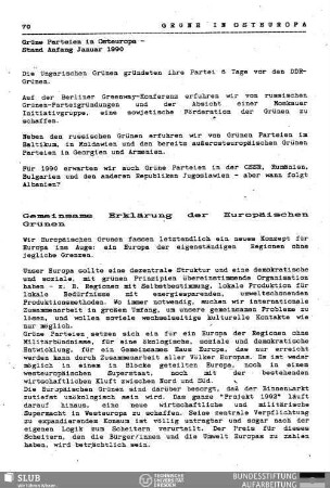 Gemeinsame Erklärung der Europäischen Grünen