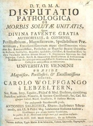 Disputatio Pathologica De Morbis Solutae Unitatis