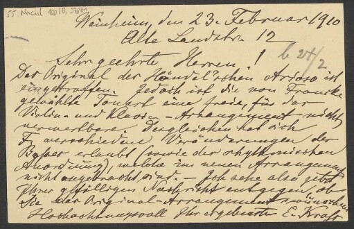 Brief an B. Schott's Söhne : 23.02.1910
