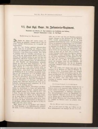 VI. Das Kgl. Bayr. 30. Infanterie-Regiment