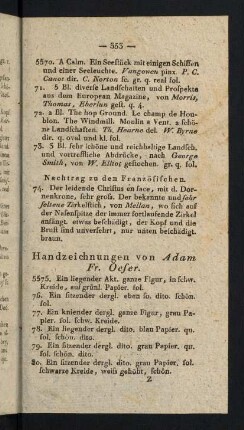 353-361, Handzeichnungen von Adam Fr. Oeser. - Handzeichnungen neuerer Meister.
