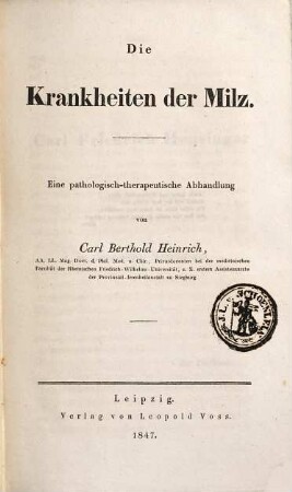 Die Krankheiten der Milz
