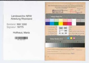 Entnazifizierung Maria Holthaus, geb. 16.04.1910 (Fuersorgerin)