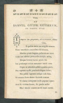 VIII. Ad Samvel. Gotfr. Geyservm, ...