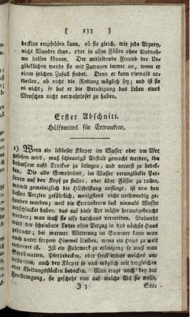 Erster Abschnitt. Hülfsmittel für Ertrunkene.