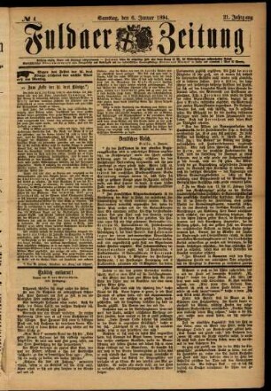 Ausgabe vom Samstag, den 06. Januar 1894.