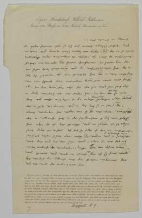 Eigene Handschrift Wilibald Pirkheimers. Auszug eines Briefes an Tzerte, Kaiserl. Baumeister zu Wien