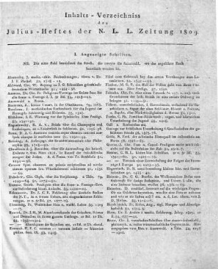 Monatsregister Juli 1809