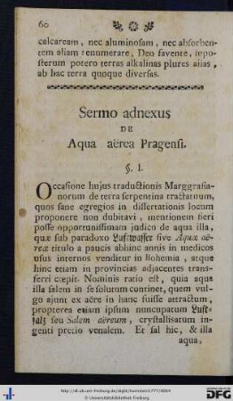 Sermo adnexus de Aqua aerea Pragensi.