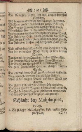 Schlacht bey Malplaquet, 1709.