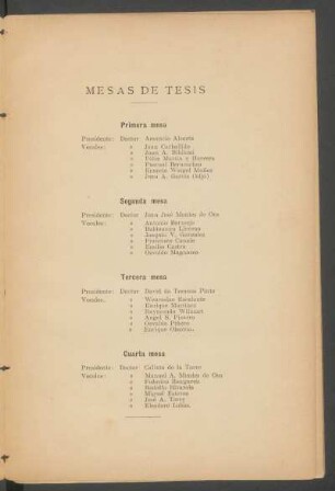 Mesas de tesis