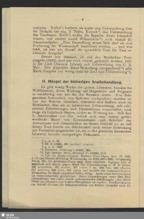 II. Mängel der bisherigen Aratbehandlung