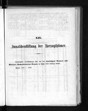 XII. Invalidenstiftung der Herzogthümer.