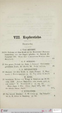 VIII. Kupferstiche (Nr. 24416 - 3812)