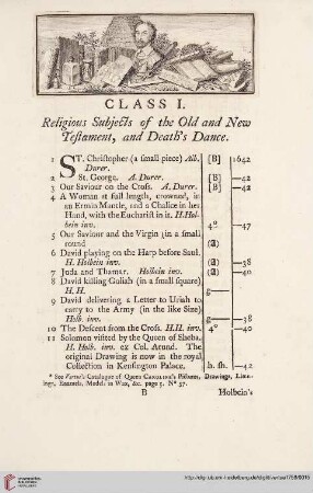 Class I: Religious Subjects of the Old and New Testament, and Death's Dance