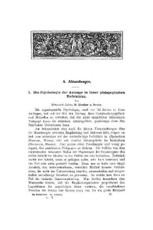Die Psychologie der Aussage in ihrer pädagogischen Bedeutung