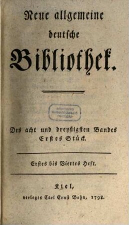 Neue allgemeine deutsche Bibliothek. 38. 1798