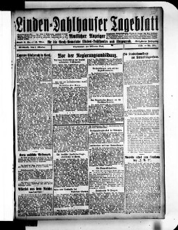 Linden-Dahlhauser Tageblatt : Bochumer Tageblatt : amtlicher Anzeiger für die Groß-Gemeinde Linden-Dahlhausen und Umgegend