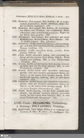 XVIII. Classe : Polydelphia. Vielbrüderige