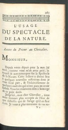 L'Usage du Spectacle de la Nature.