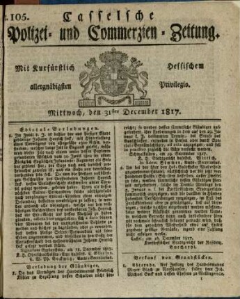 Nr. 105, Mittwoch, den 31sten December 1817