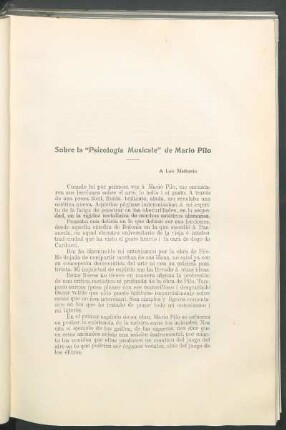 Sobre la "Psicología Musicale" de Mario Pilo