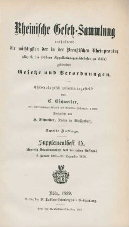 Supplementheft, 9 = Supplement 12 der 1. Auflage: 6. Januar 1896 - 21. Dezember 1898
