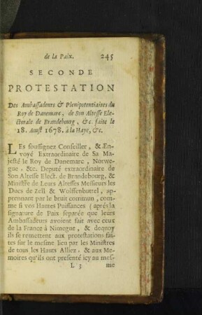 Seconde Protestation ...