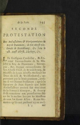 Seconde Protestation ...