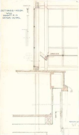 Fischer, Theodor; Stuttgart; Zeitungs-Kiosk Wildt - Grundriss, Schnitte