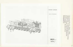 Deutsche Werkbundausstellung (Diplomarbeit bei Karl Wilhelm Ochs): Blick vom Viktoriahochhaus, Perspektivische Ansicht (Vogelschau)