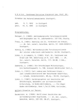 Aktendeckblatt Personenakte Ferdinand Christian Friedrich Krauss