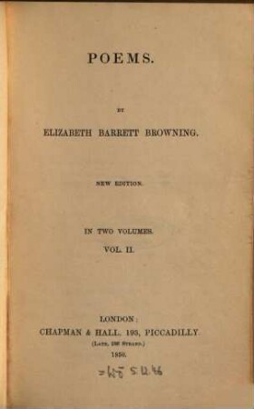 Poems : By Elizabeth Barrett Browning. In two volumes, 2