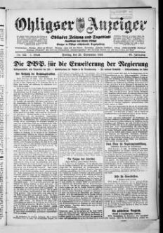 Ohligser Anzeiger : Ohligser Zeitung und Tageblatt ; einzige in Ohligs erscheinende Tageszeitung