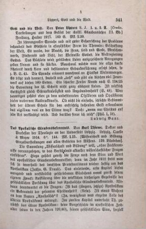 341-342 [Rezension] Thieme, Karl, Das Apostolische Glaubensbekenntnis