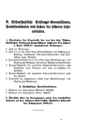 Wissenschaftliche Prüfungs-Kommissionen, Probekandidaten und Lehrer der höheren Lehranstalten