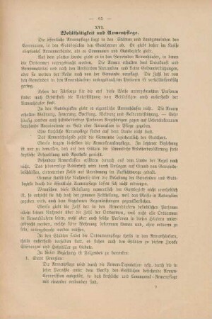 XVI. Wohltätigkeit und Armenpflege