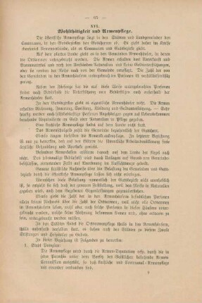 XVI. Wohltätigkeit und Armenpflege