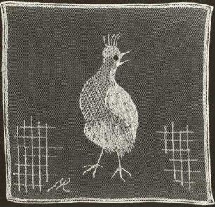Stickerei in Tüll: Huhn