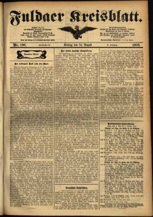 Zweite Ausgabe vom Freitag, den 14. August 1908.